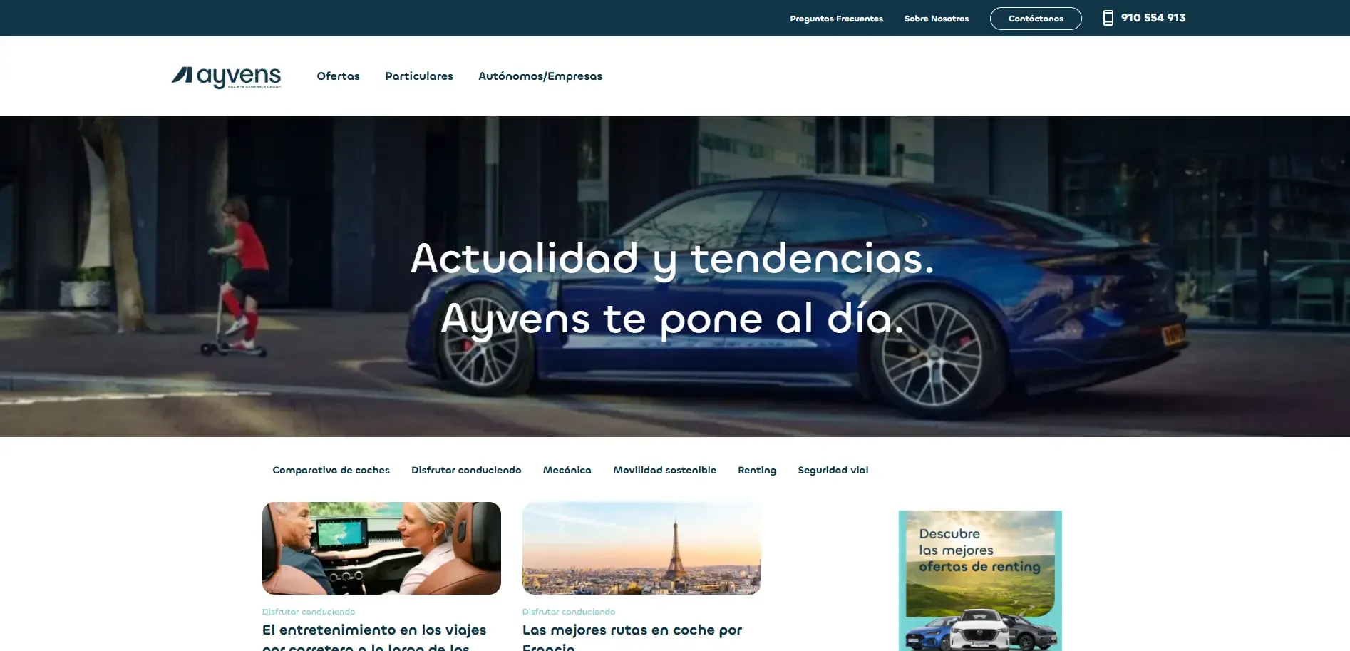 Blog WordPress de captación de leads de la empresa de renting Ayvens