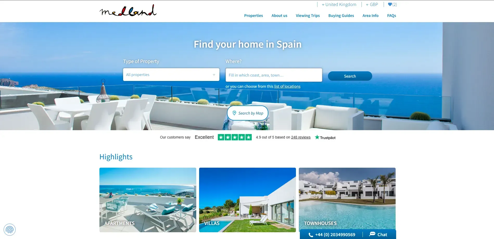 Web inmobiliaria multiidioma con catálogo de viviendas en la costa de Almería